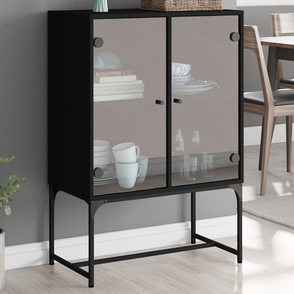 vidaXL Beistellschrank mit Glastüren Schwarz 69x37x100 cm Bild 1