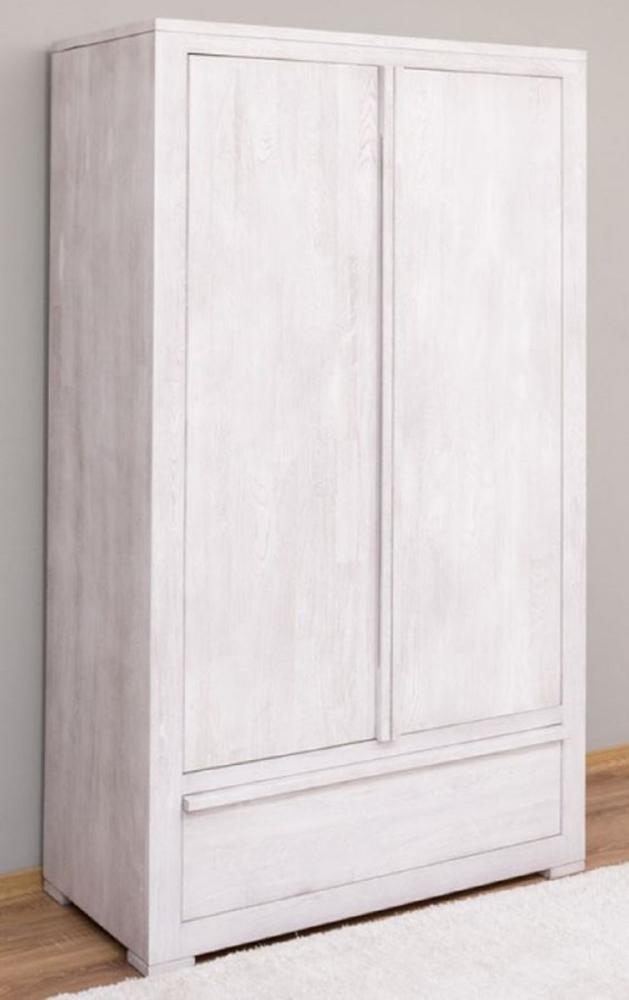 Casa Padrino Landhausstil Kleiderschrank Weiß 110 x 53 x H. 190 cm - Massivholz Schlafzimmerschrank mit 2 Türen und Schublade - Landhausstil Schlafzimmer Möbel Bild 1