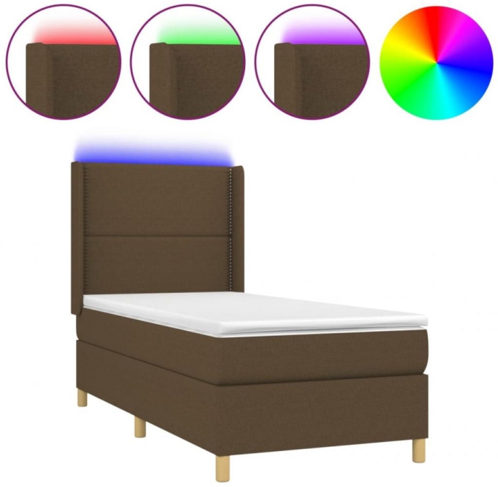 vidaXL Boxspringbett mit Matratze & LED Taupe 90x200 cm Stoff Bild 1