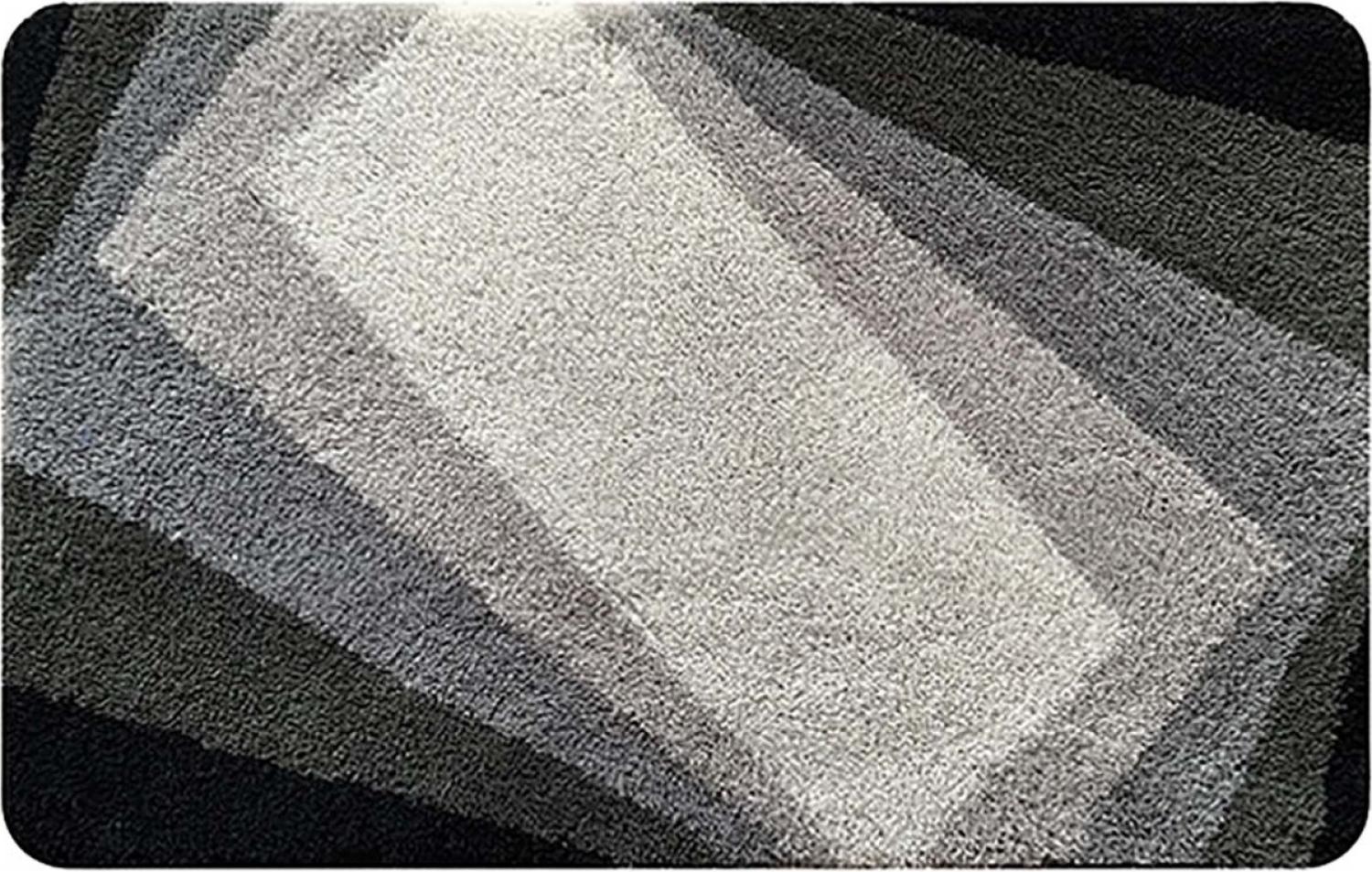 Badteppich Kali - Schwarz Grau, Geeignet für Fußbodenheizung, 40 x 60 cm Bild 1