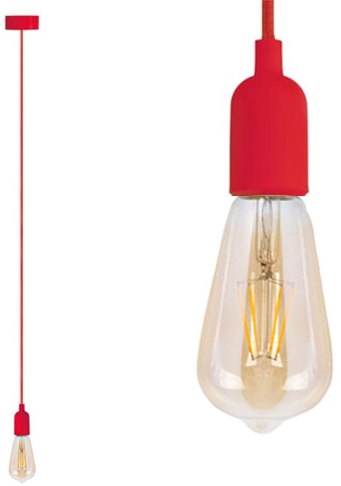 Universal Schnurpendel Textil rot mit E27 Filament LED, Kabel 140cm Bild 1