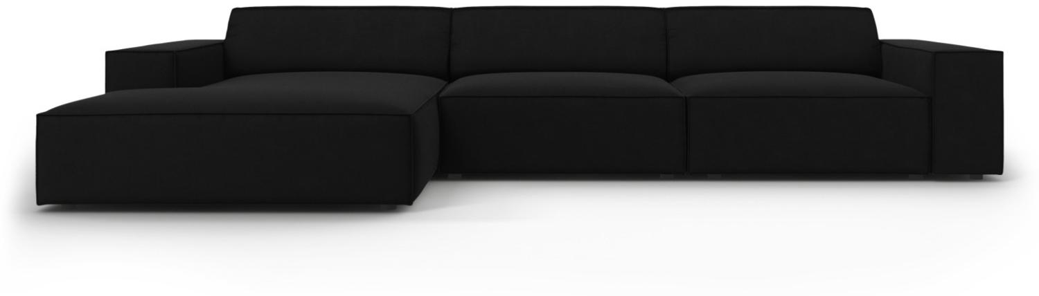 Micadoni 4-Sitzer Samtstoff Ecke links Sofa Jodie | Bezug Black | Beinfarbe Black Plastic Bild 1