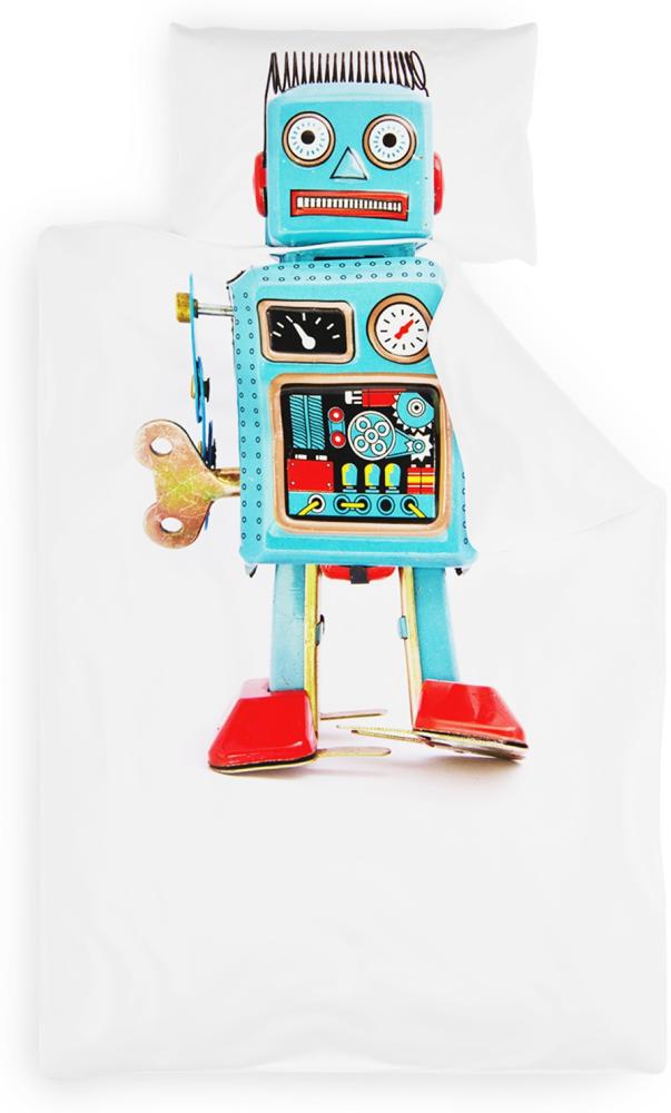 Soft Wonder Kids-Edition Bettwäsche 135 x 200 cm 50 x 75 cm atmungsaktiv Mikrofaser Roboter Bild 1