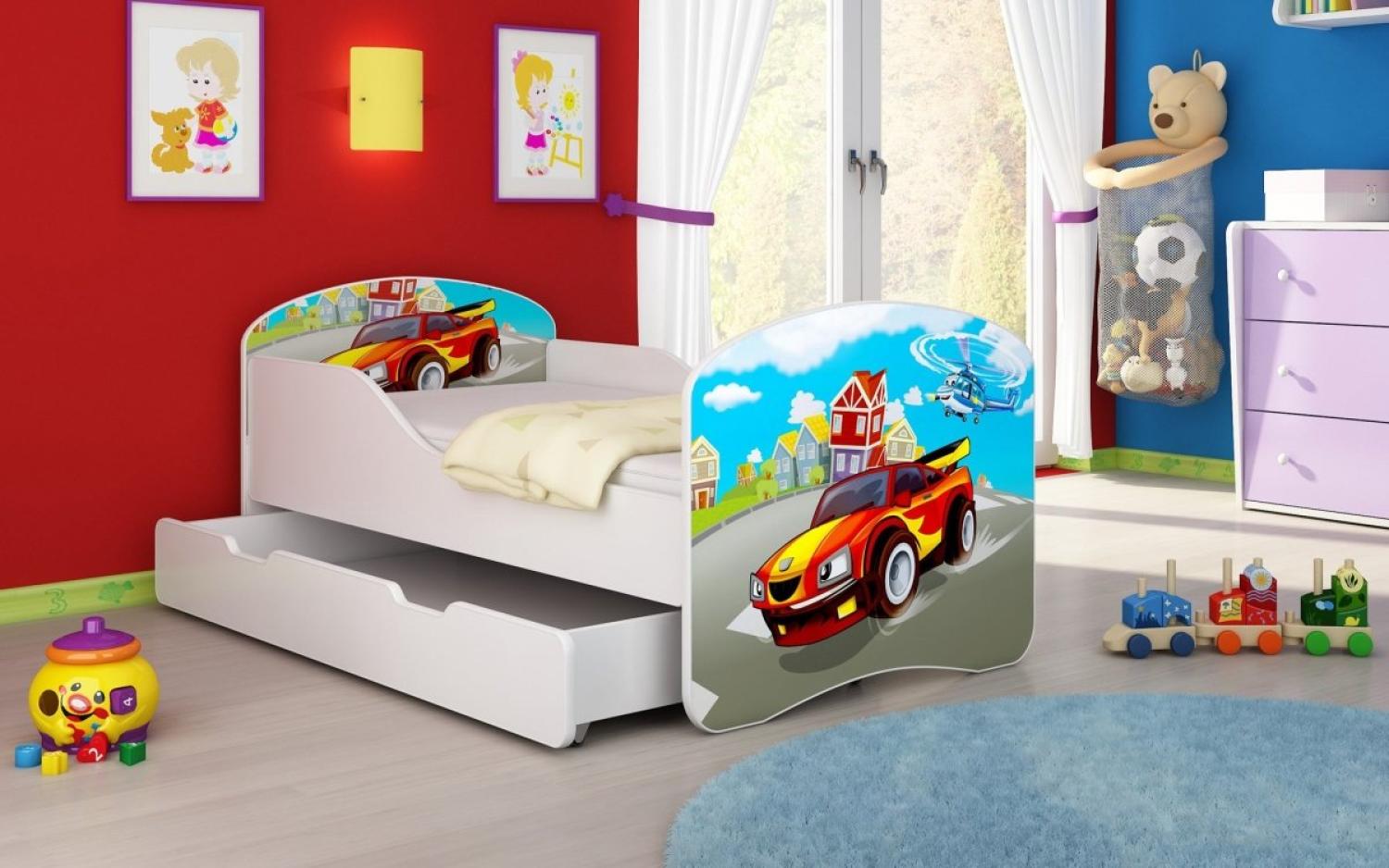 Kinderbett Luna mit Stauraum und verschiedenen Motiven 160x80 Racer Bild 1