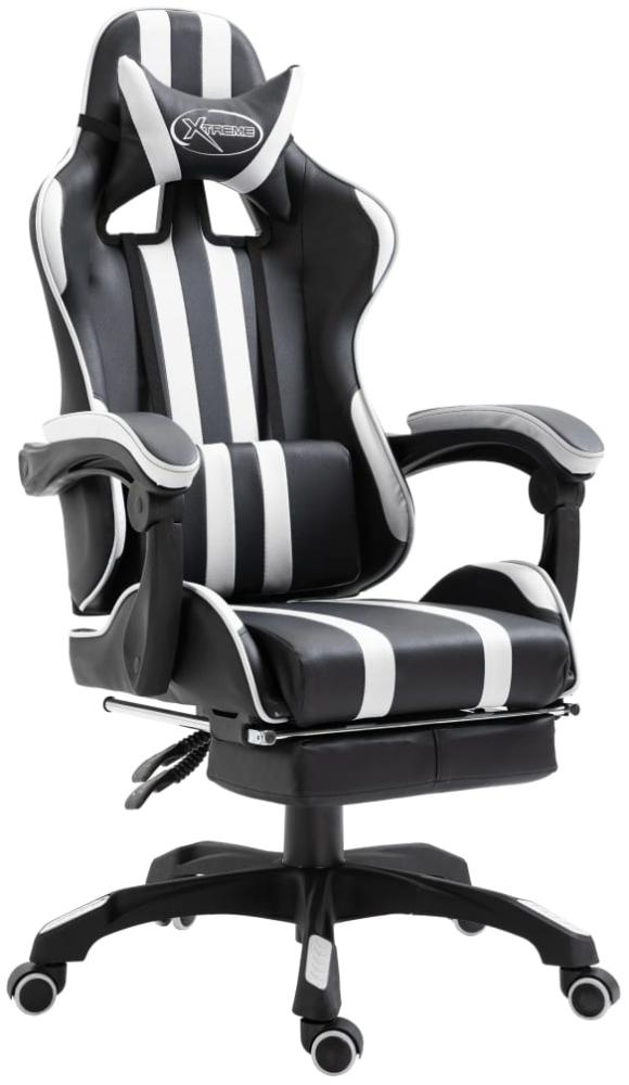 vidaXL Gaming-Stuhl mit Fußstütze Weiß Kunstleder [20221] Bild 1