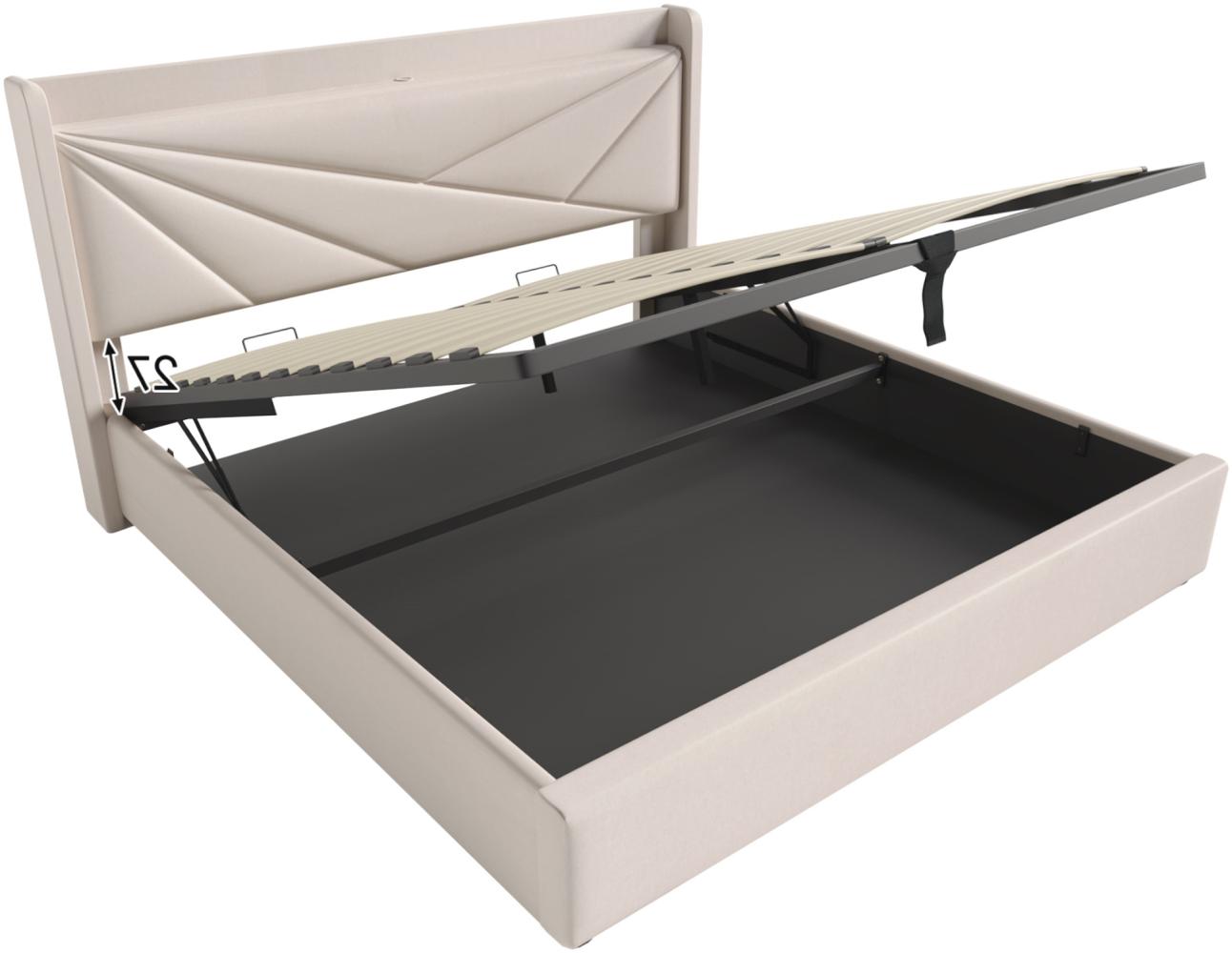 Merax Hydraulisches Polsterbett 180x200 Stauraumbett Doppelbett aus Leinen mit USB Typ C Ladefunktion & Lattenrost Beige Bild 1