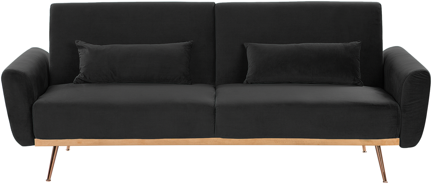 Belianin 'EINA' Schlafsofa, 3-Sitzer Sofa, Samtstoff, Schwarz, 86 x 81 x 210 cm Bild 1