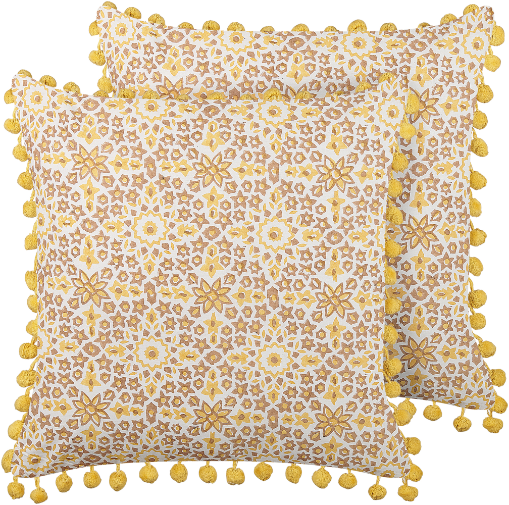 Dekokissen Pflanzenmuster Baumwolle gelb 45 x 45 cm 2er Set LYCROIS Bild 1