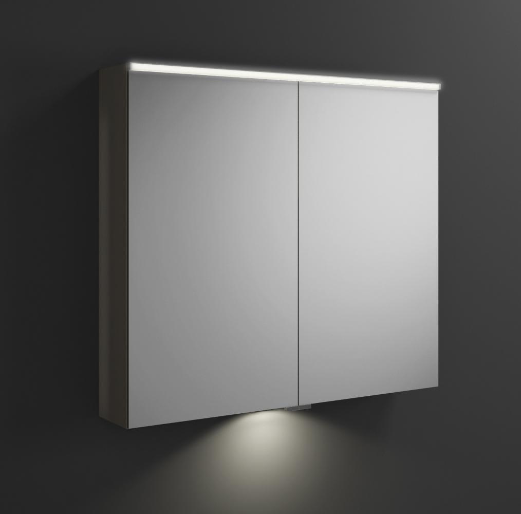 Burgbad Eqio Spiegelschrank mit horizontaler LED-Beleuchtung und Waschtischbeleuchtung, 2 Türen, 900x800mm, SPGT090, Korpus: Grau Hochglanz - SPGT090F2010 Bild 1