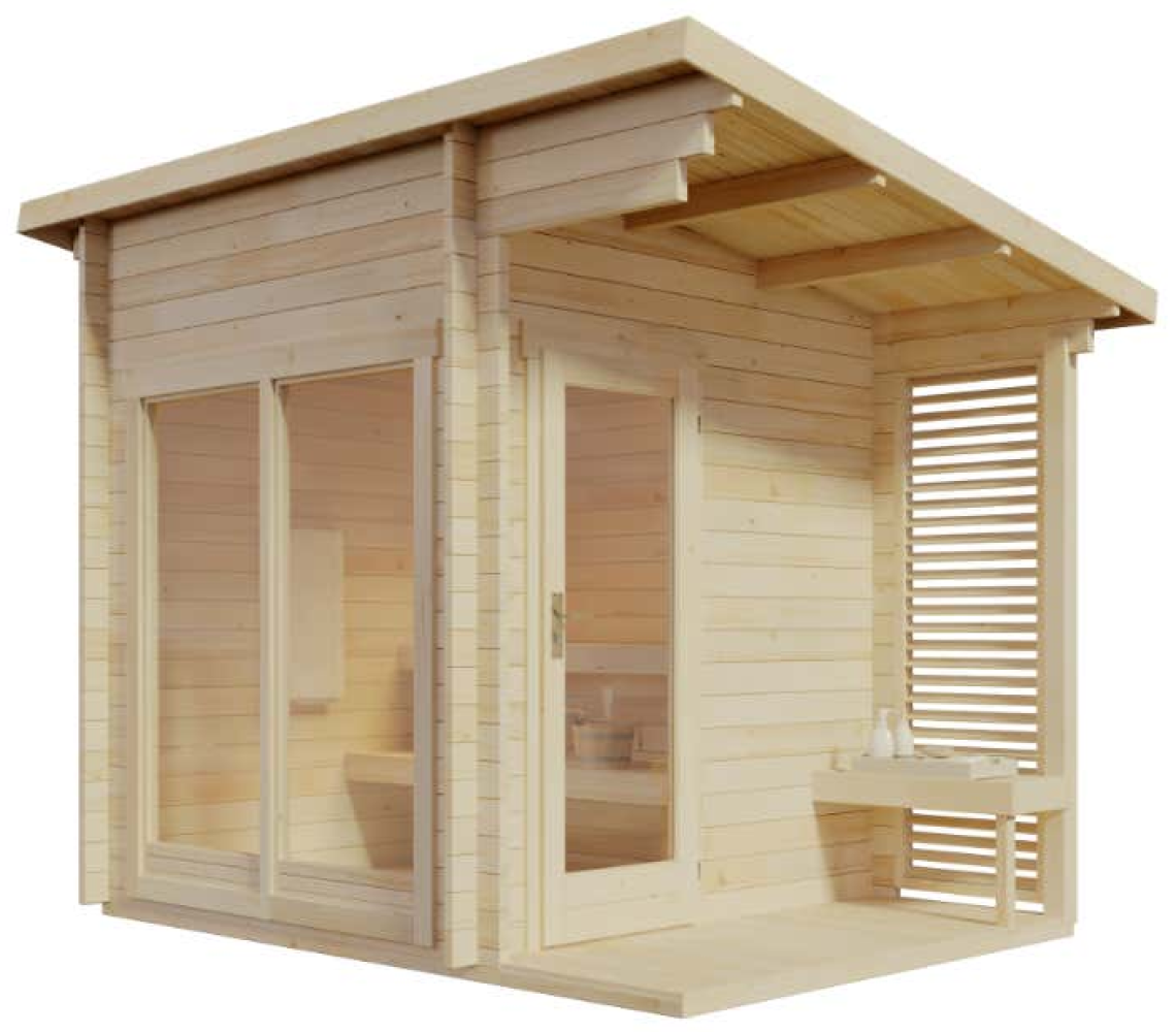 FinnTherm Saunahaus Lizzy S Gartensauna 2 Sitzbänke aus Holz Sauna mit 40 mm Wandstärke Außensauna mit Montagematerial Bild 1