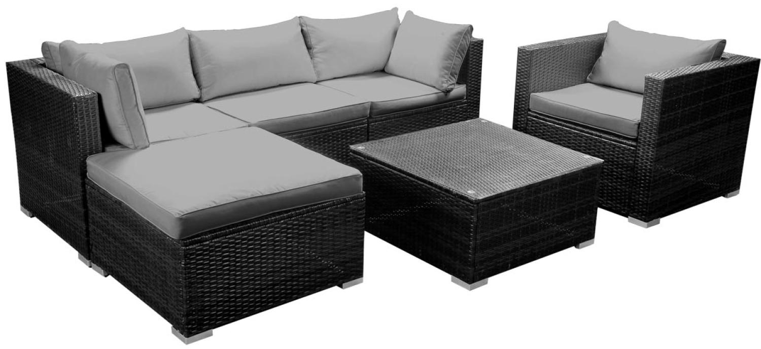 BRAST Gartenmöbel Lounge Sofa Couch Set Joy Schwarz Poly-Rattan für 5 Personen Bild 1