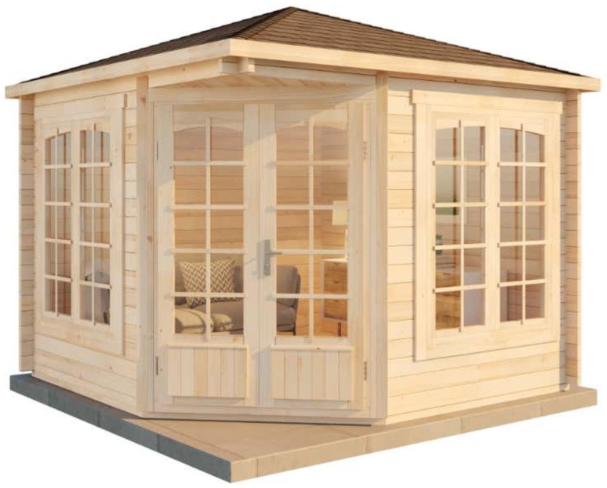 Alpholz 5-Eck Gartenhaus Modell Josephine-40 A Gartenhaus aus Holz in Braun Holzhaus mit 40 mm Wandstärke Blockbohlenhaus mit Montagematerial Bild 1