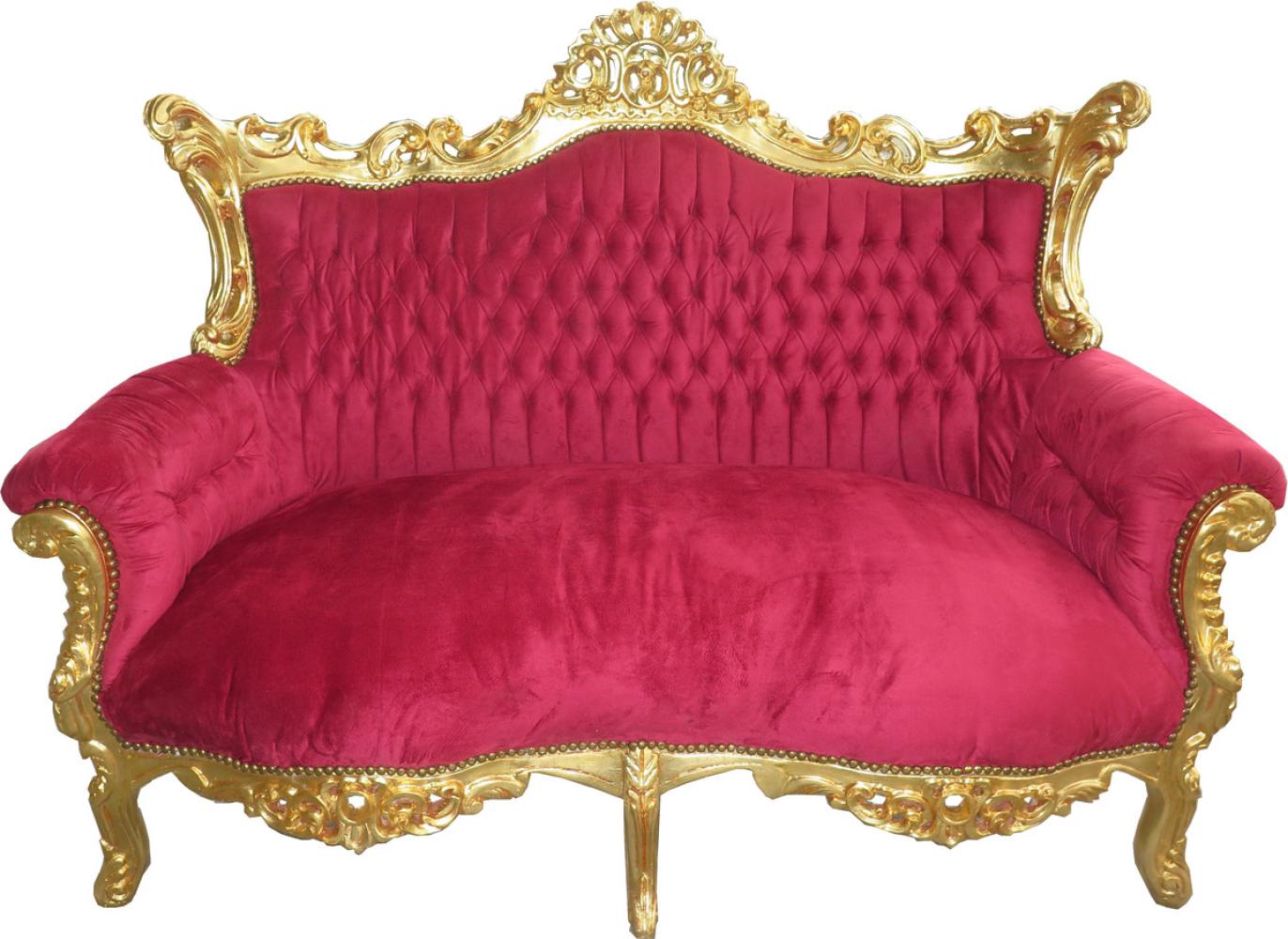 Casa Padrino Barock 2er Sofa Master Bordeaux Rot / Gold - Wohnzimmer Möbel Loung Couch Bild 1