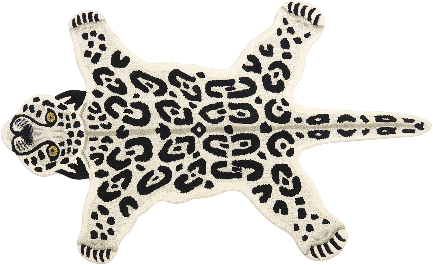 Kinderteppich Wolle beige weiß 100 x 160 cm Leopardenmotiv MIBU Bild 1