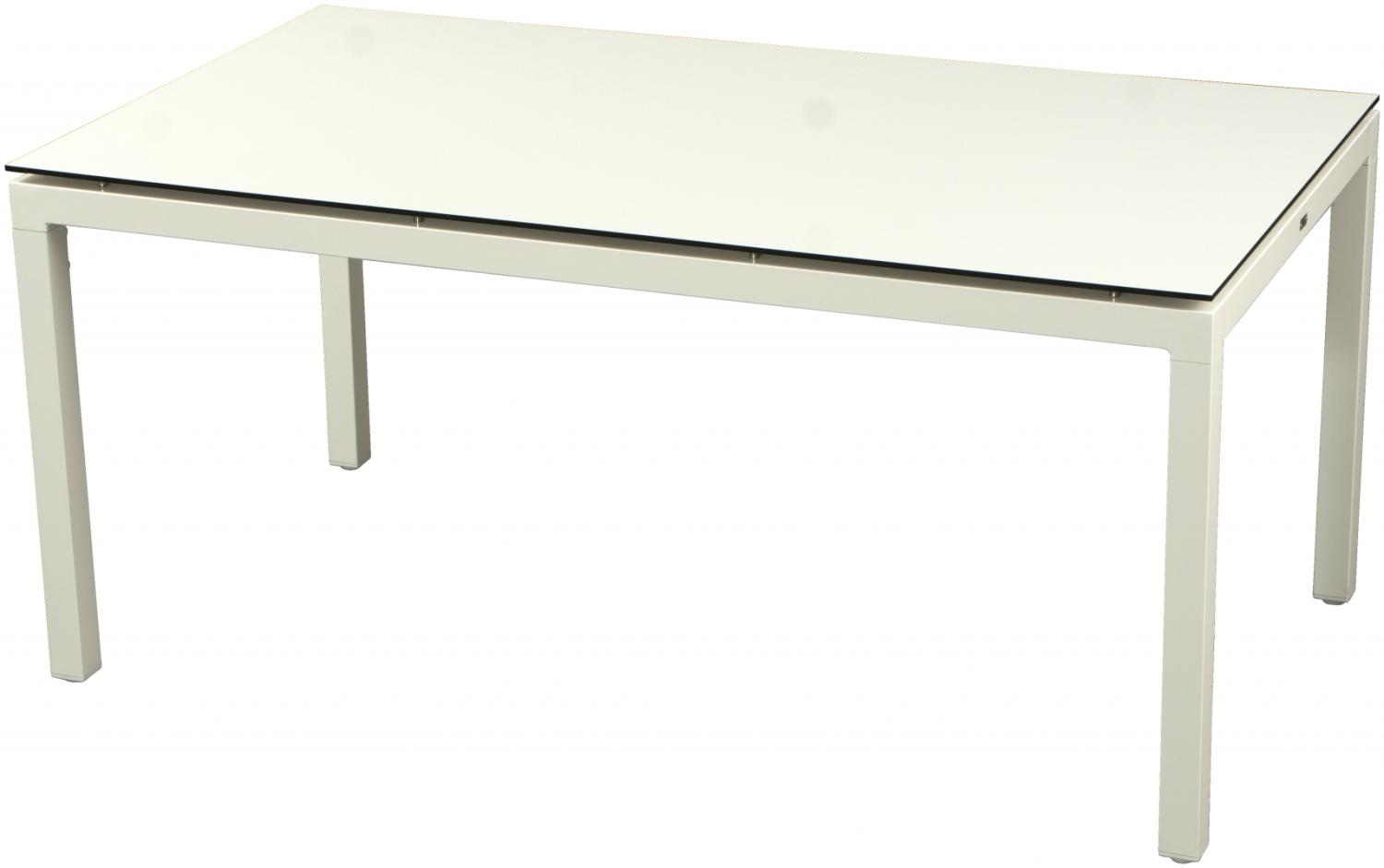 Inko Gartentisch Aluminium weiß 160x90 cm Terrassentisch Tischplatte nach Wahl Teakholz recycelt Bild 1