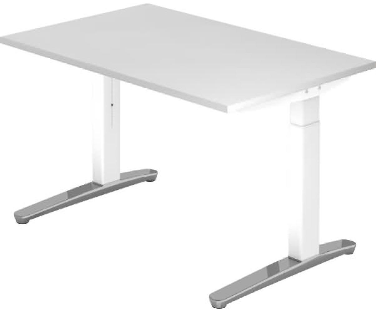 'XB12' Schreibtisch, C-Fuß, poliert, 120x80cm, Weiß / Weiß Bild 1