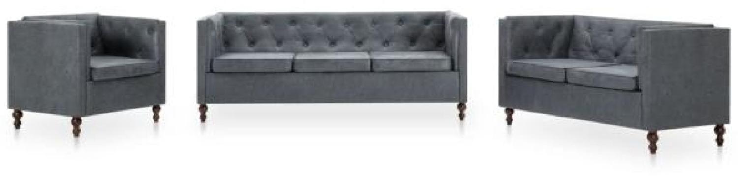 Chesterfield Sofa-Set 3-tlg. Stoffpolsterung Grau Bild 1