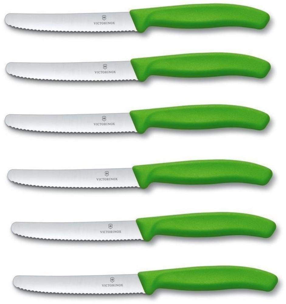 6x Victorinox | Tafelmesser Swiss Classic | ergonomischer Griff | rostfreier Edelstahl | spülmaschinenfest | Farbe: Grün Bild 1