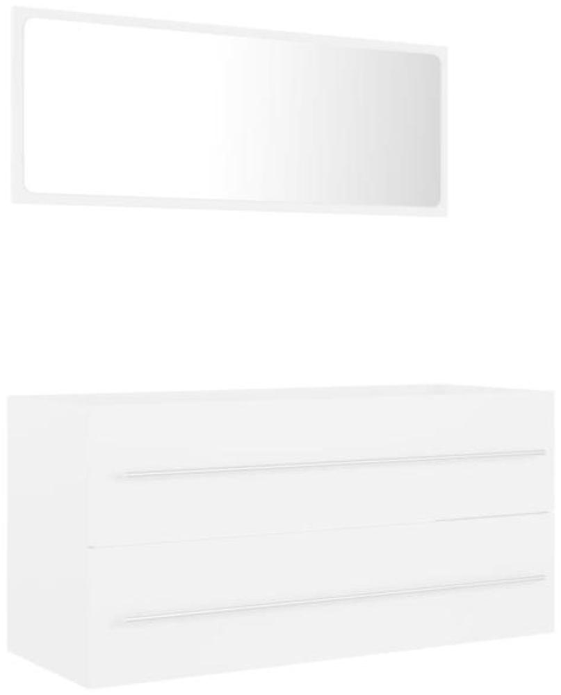 vidaXL 2-tlg. Badmöbel-Set Weiß Spanplatte, 100 x 38,5 x 48 cm (B x T x H) Bild 1