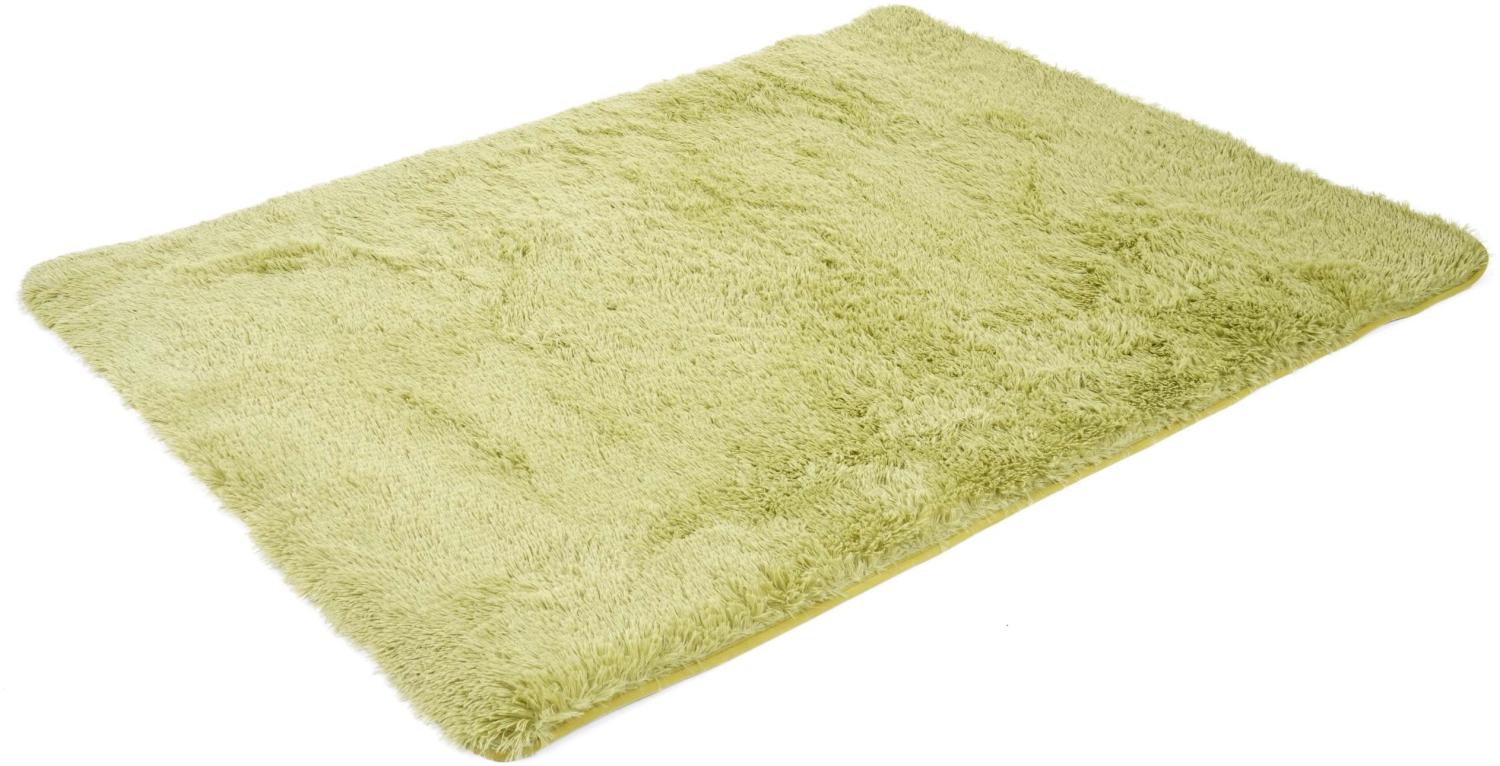 Teppich HWC-F69, Shaggy Läufer Hochflor Langflor, Stoff/Textil flauschig weich 160x120cm ~ grün Bild 1