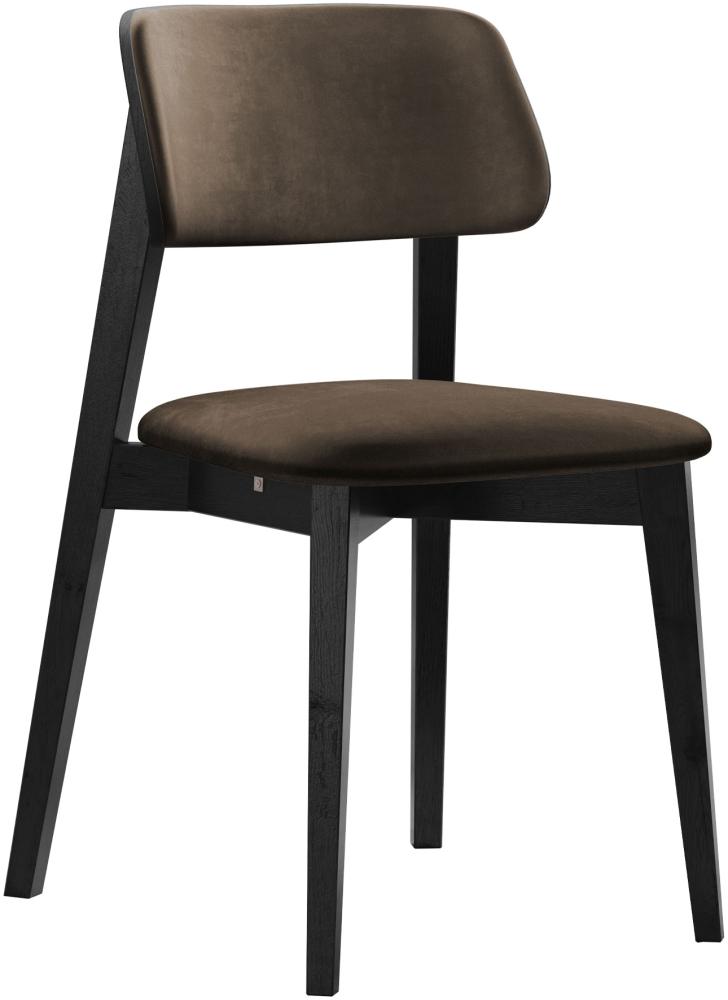 Esszimmerstuhl Taskir C, Stuhl aus Buchenholz für Küche, Restaurant (Schwarz / Magic Velvet 2205) Bild 1