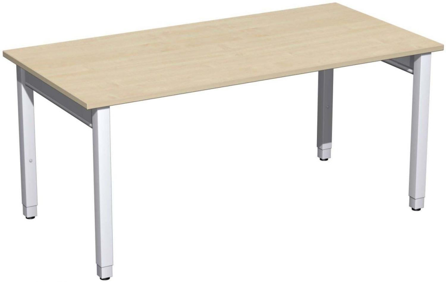 Schreibtisch '4 Fuß Pro Quadrat' höhenverstellbar, 160x80x68-86cm, Ahorn / Silber Bild 1