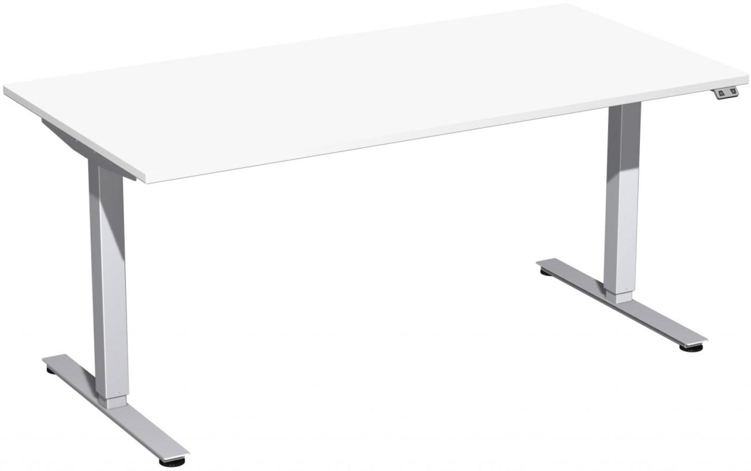 Elektro-Hubtisch 'Smart', höhenverstellbar, 160x80x70-120cm, gerade, Weiß / Silber Bild 1