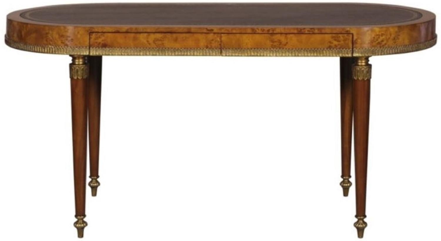 Casa Padrino Luxus Jugendstil Schreibtisch mit 2 Schubladen Hellbraun / Braun 160 x 68 x H. 77 cm - Luxus Büromöbel Bild 1