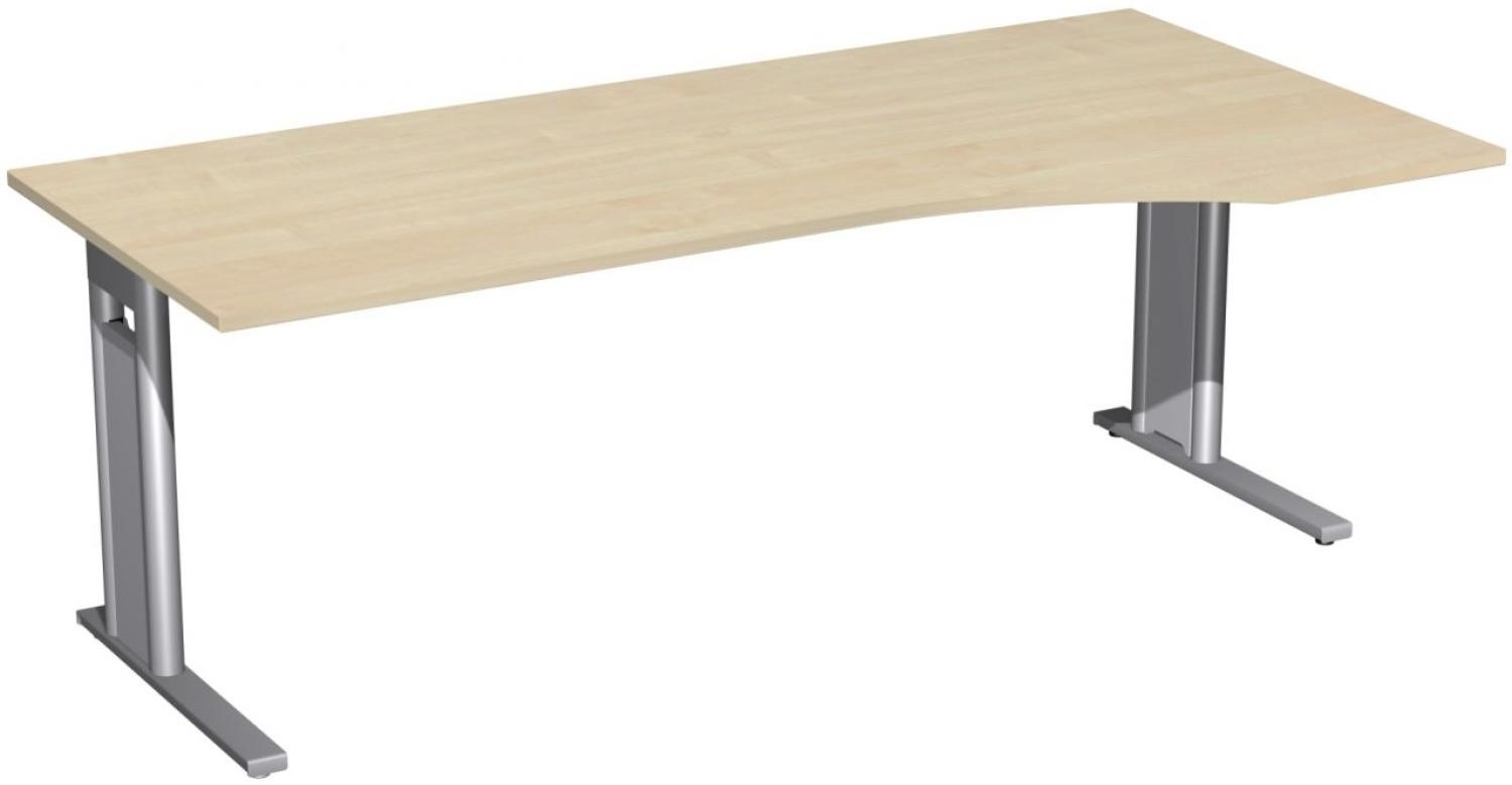 PC-Schreibtisch 'C Fuß Pro' rechts, feste Höhe 200x100x72cm, Ahorn / Silber Bild 1