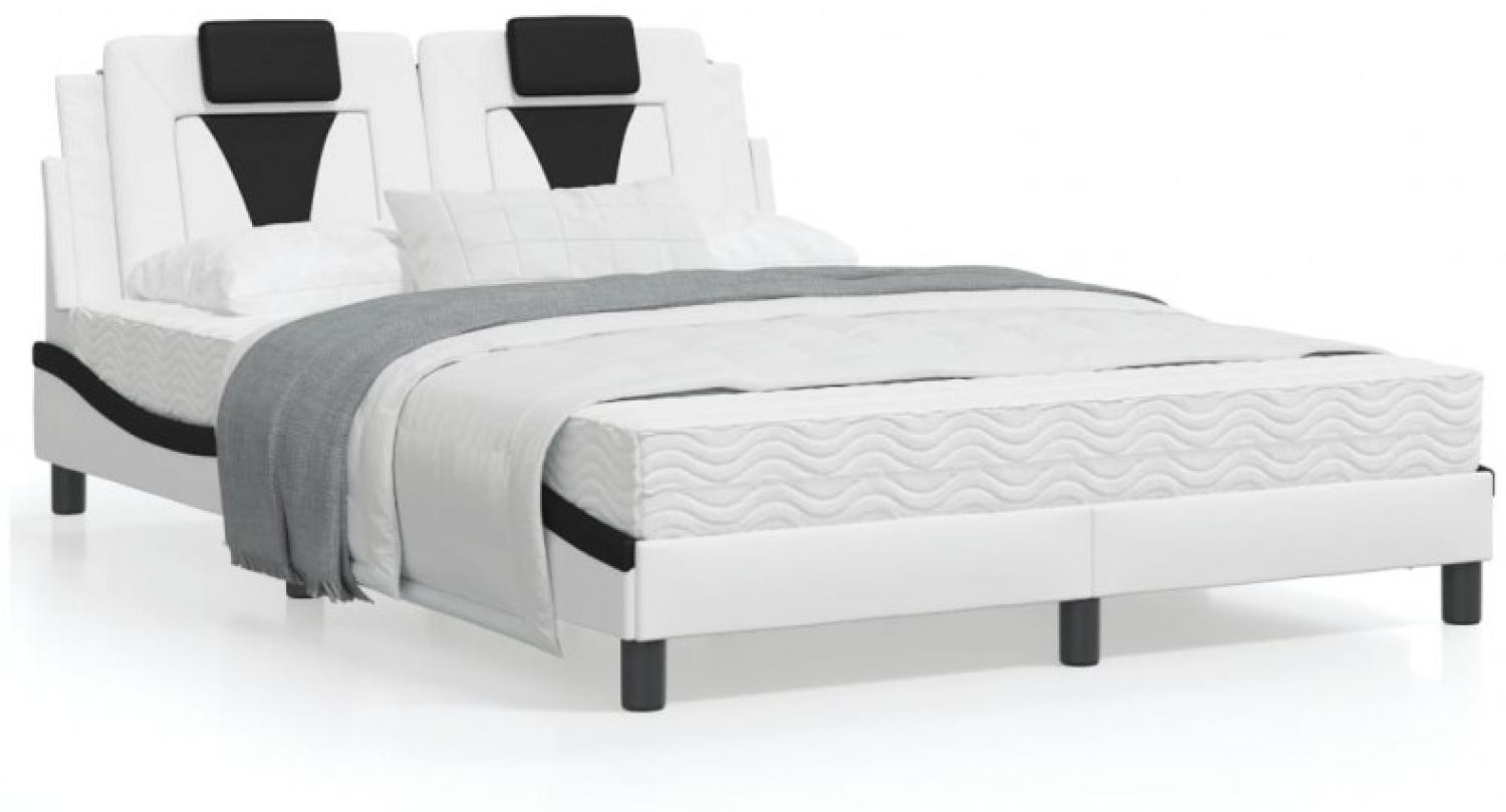 Bett mit Matratze Weiß und Schwarz 120x200 cm Kunstleder (Farbe: Weiß) Bild 1