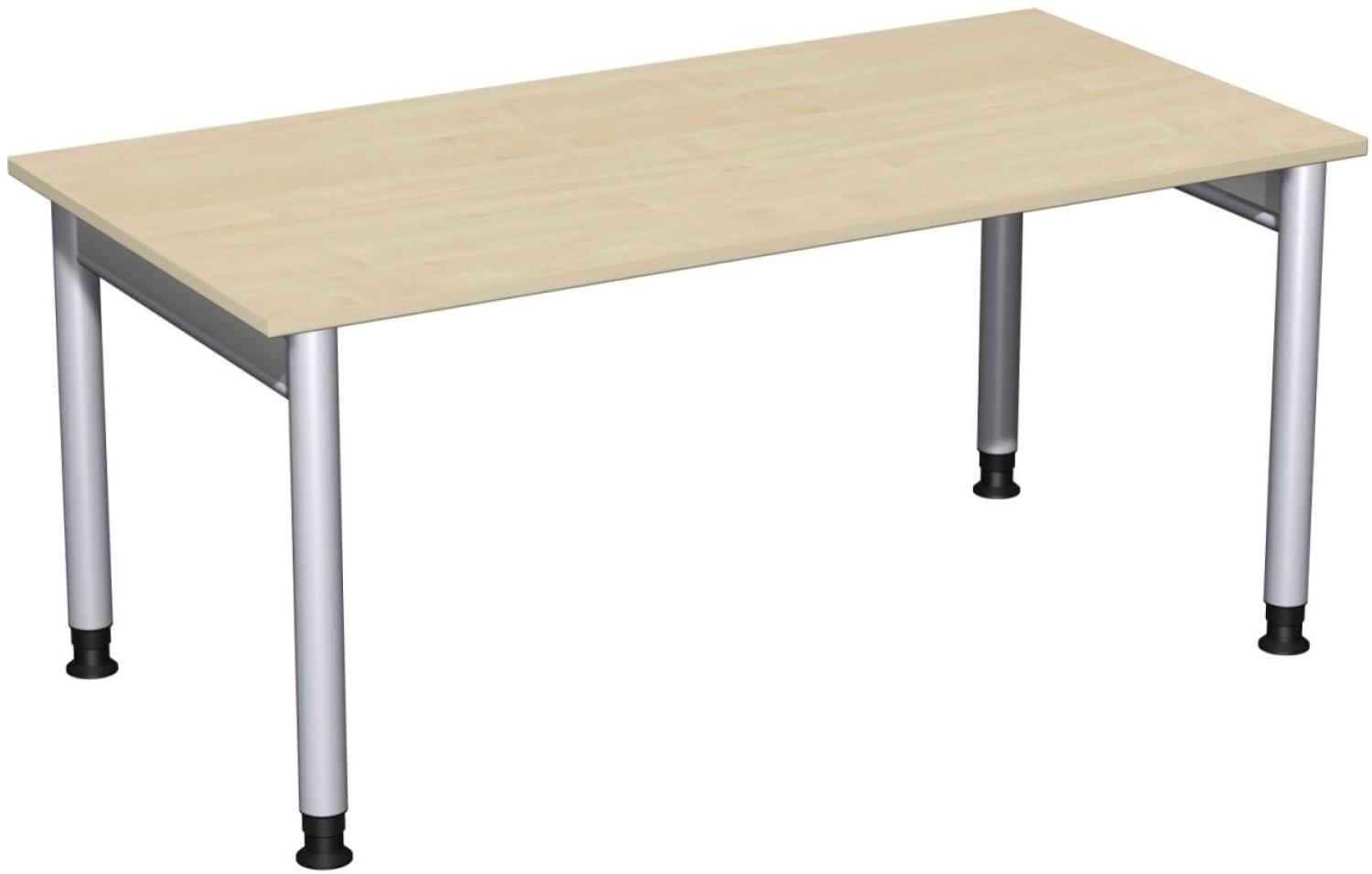 Schreibtisch '4 Fuß Pro' höhenverstellbar, 160x80cm, Ahorn / Silber Bild 1