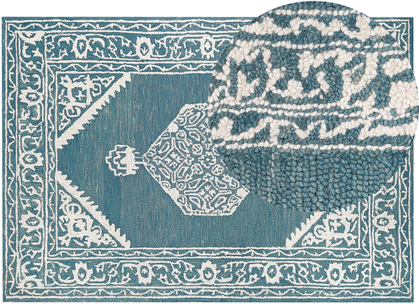 Teppich Wolle weiß blau 160 x 230 cm GEVAS Bild 1