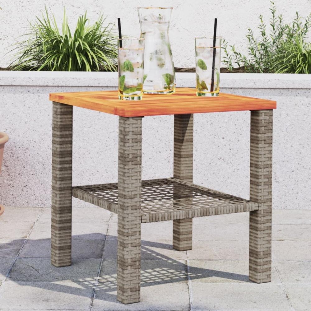 vidaXL Gartentisch Grau 40x40x42 cm Poly Rattan Akazienholz 366264 Bild 1