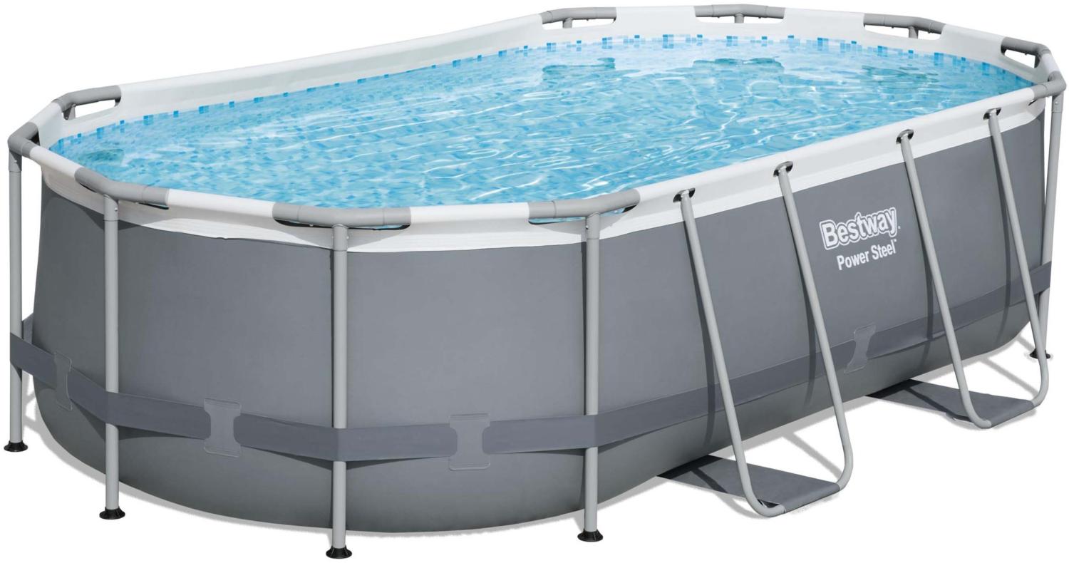 Power Steel™ Frame Pool Set mit Filterpumpe 427 x 250 x 100 cm , grau, oval Bild 1