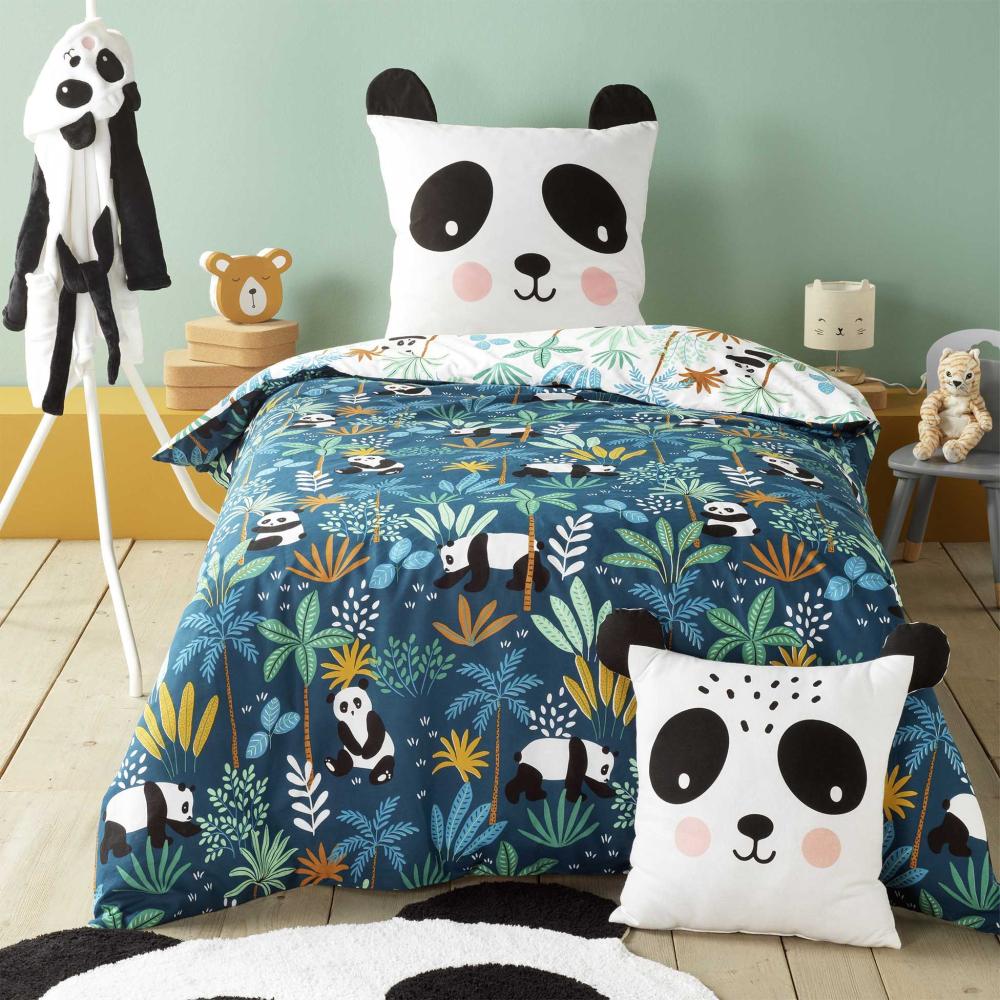 2tlg Kinder Bettwäsche Panda Bettdecke Bettbezug Kissenbezug 140x200 Baumwolle Bild 1