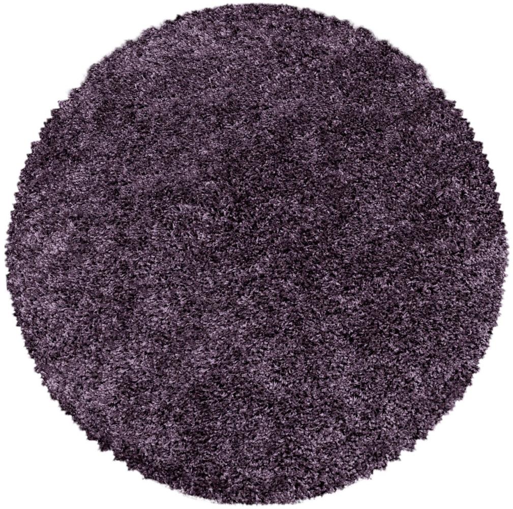 Hochflor Teppich Sima rund - 120 cm Durchmesser - Violett Bild 1