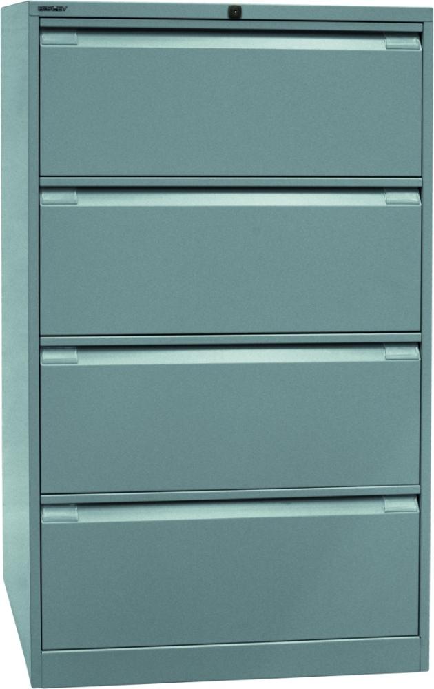 BISLEY Hängeregistraturschrank, doppelbahnig, DIN A4, 4 HR-Schubladen, Metall, 355 Silber, 62. 2 x 80 x 132. 1 cm Bild 1