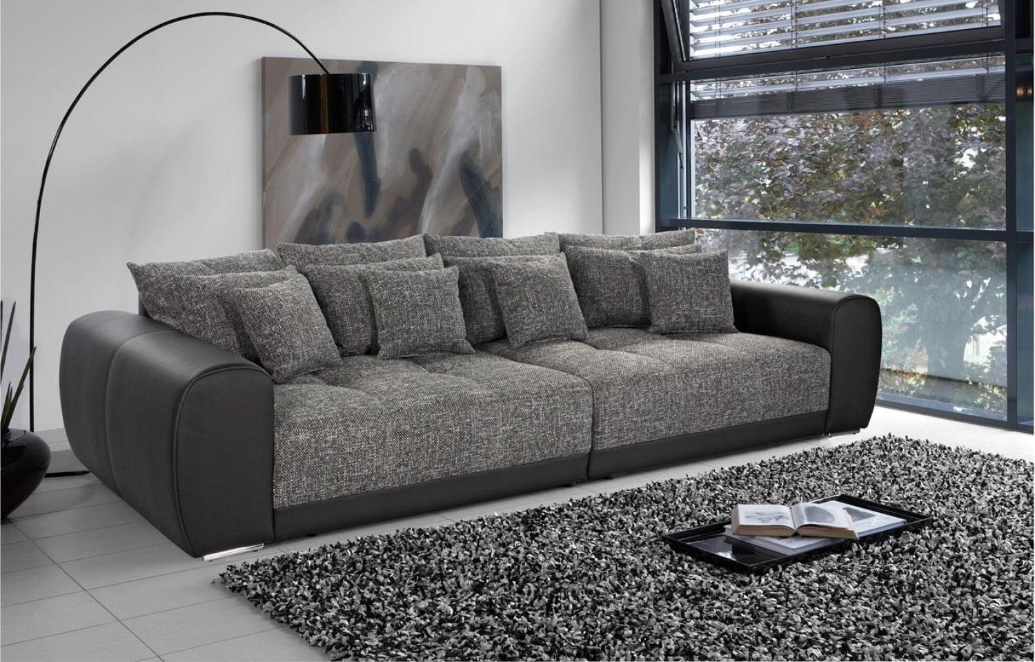 Big Sofa MOLDAU XXL Megasofa in schwarz grau mit Kissen Bild 1