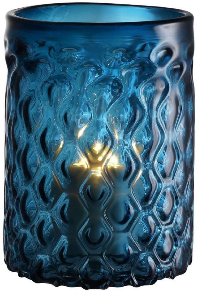 Casa Padrino Luxus Glas Kerzenleuchter Blau Ø 20 x H. 28 cm - Hotel & Restaurant Deko Accessoires Bild 1