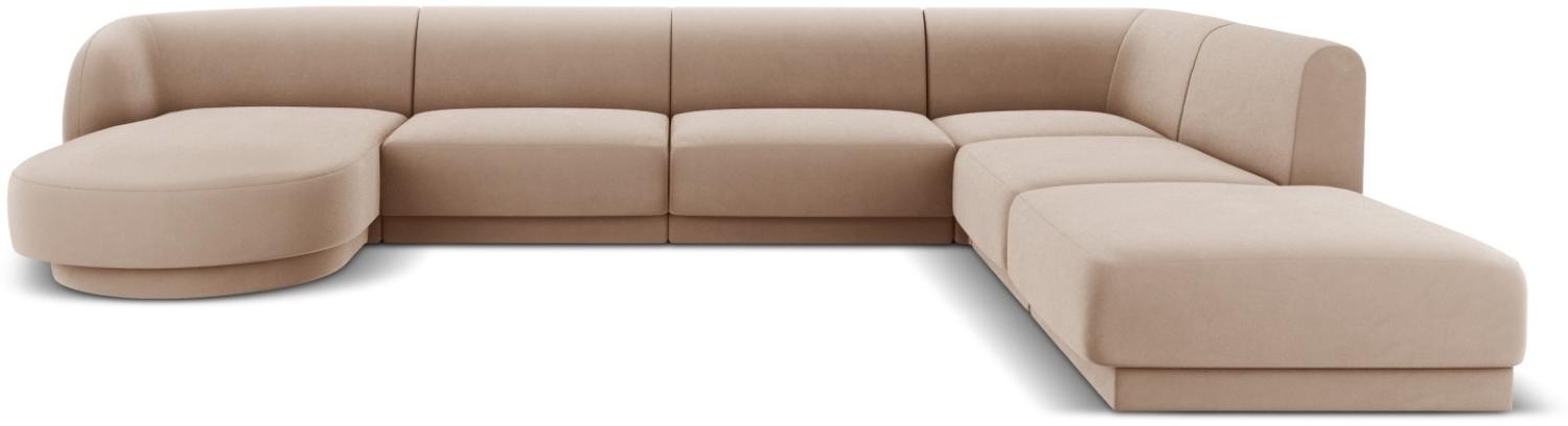 Micadoni 6-Sitzer Samtstoff Ecke rechts Sofa Miley | Beinfarbe Black Plastic, Cappuccino Bild 1