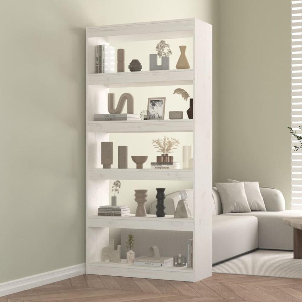 Bücherregal/Raumteiler Weiß 80x30x167,4 cm Massivholz Kiefer Bild 1