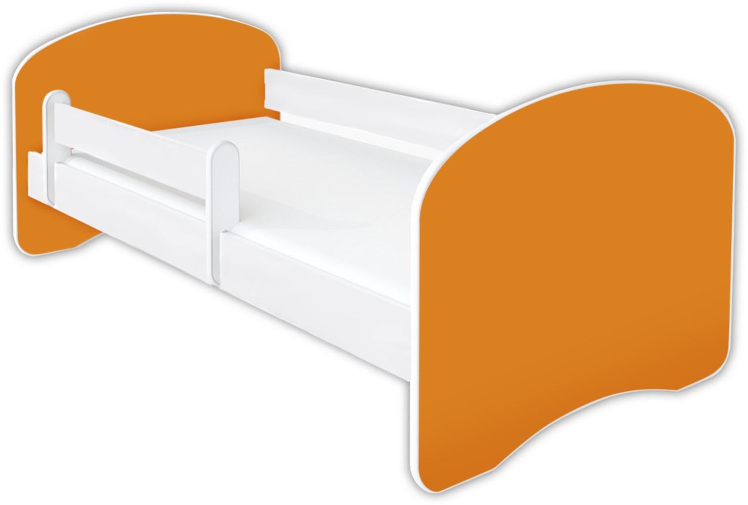 Clamaro 'Schlummerland UNI' Kinderbett 80x180 cm, Orange, inkl. Lattenrost, Matratze und Rausfallschutz (ohne Schublade) Bild 1