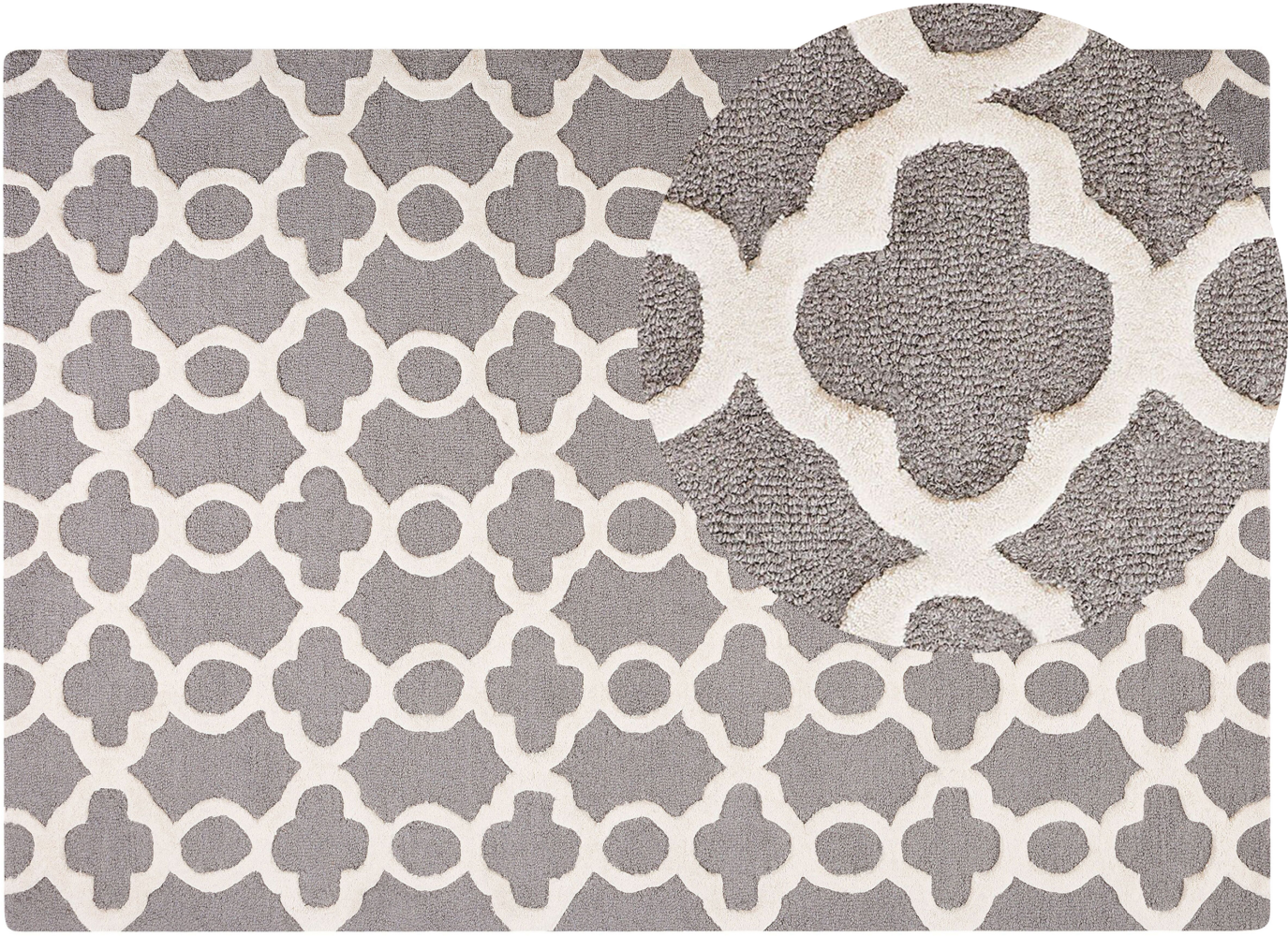 Teppich grau 160 x 230 cm marokkanisches Muster Kurzflor ZILE Bild 1
