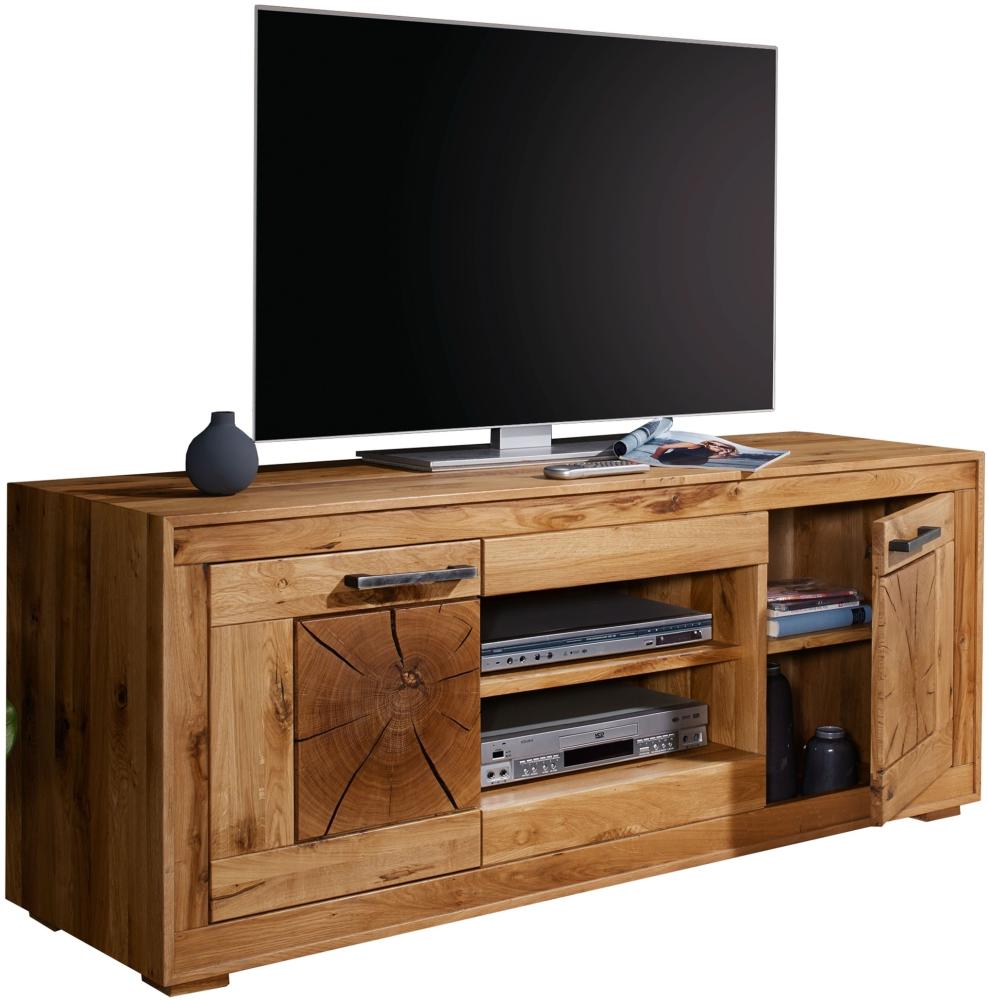 TV-Schrank >WZ-0315< (BxHxT: 200x62,1x46 cm) in natur geölt aus Wildeiche Bild 1