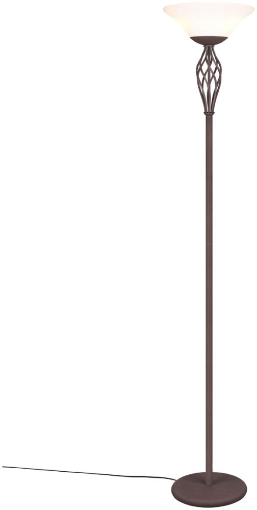 Deckenfluter RUSTICA Landhausstil Rostoptik mit Glasschirm, Höhe 180cm Bild 1