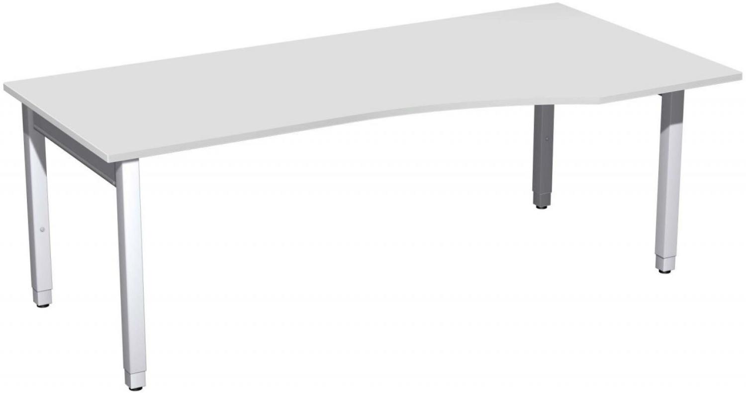 PC-Schreibtisch '4 Fuß Pro Quadrat' rechts höhenverstellbar, 200x100x68-86cm, Lichtgrau / Silber Bild 1