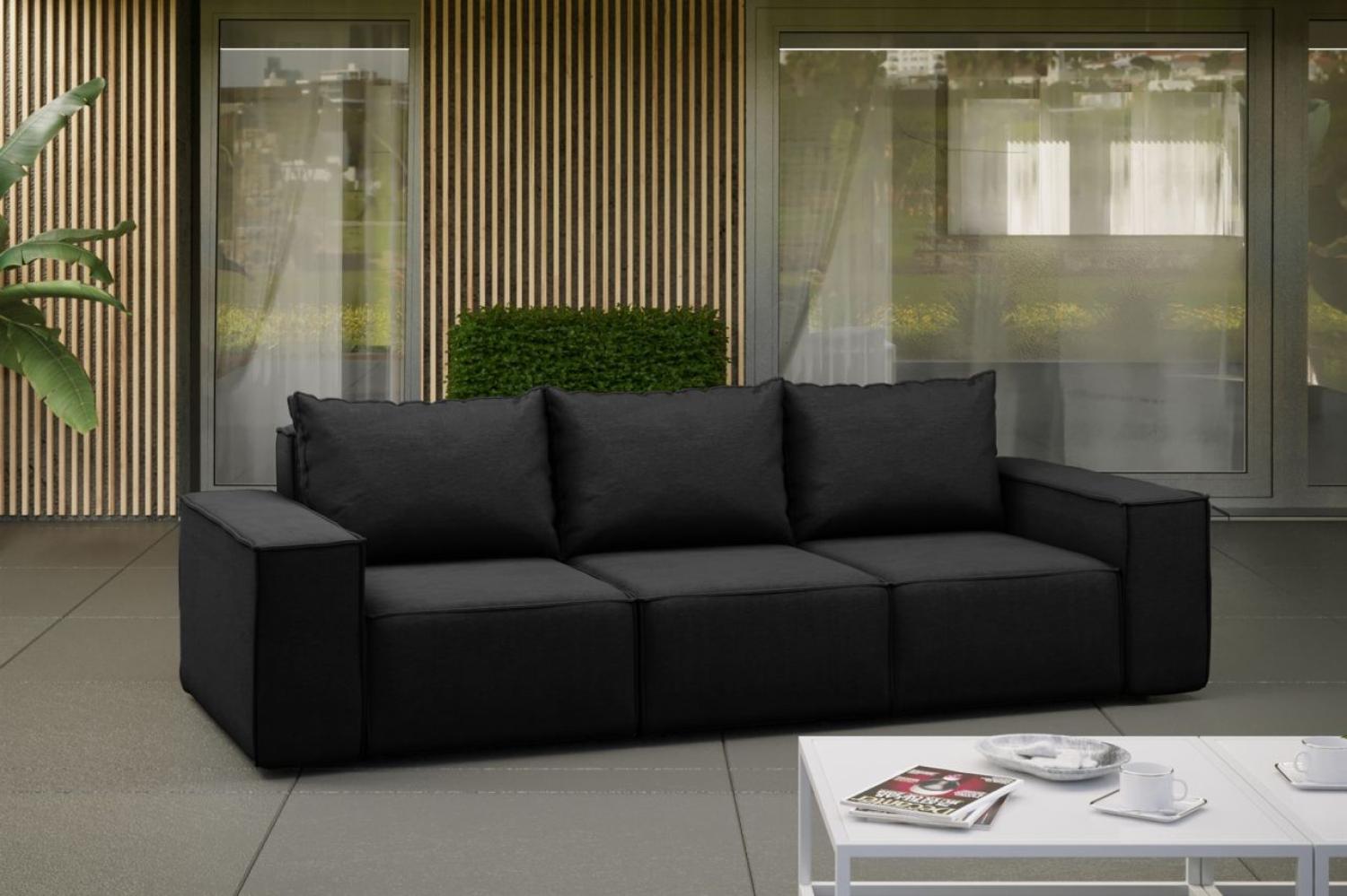 Gartensofa Loungesofa Sofa 3-Sitzer GARDENT wetterfester Stoff NXL Schwarz Bild 1