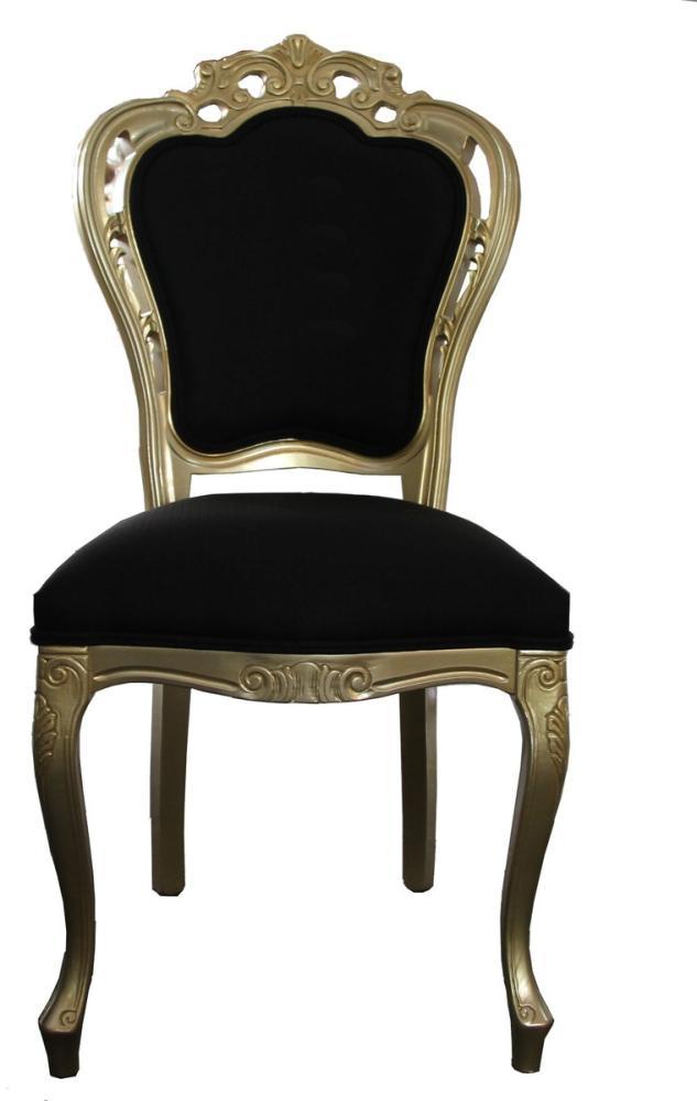 Casa Padrino Luxus Barock Esszimmer Stuhl Schwarz / Gold - Designer Stuhl - Luxus Qualität Bild 1