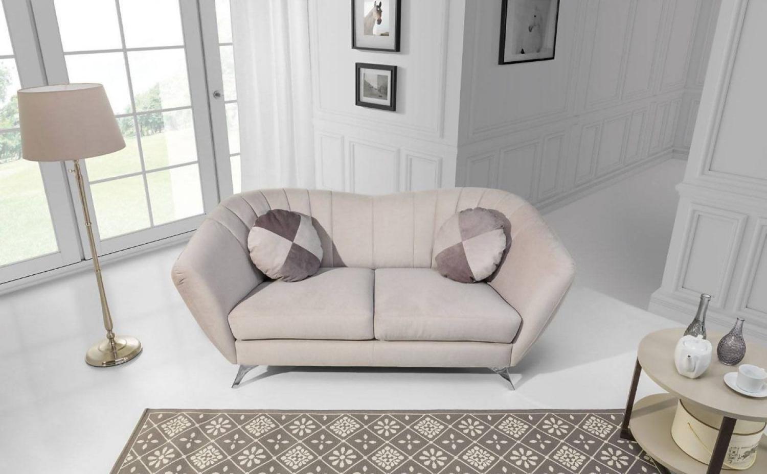Sofa 2-Sitzer ELISABETH Polyesterstoff Hellbeige 190x85x90 cm Bild 1