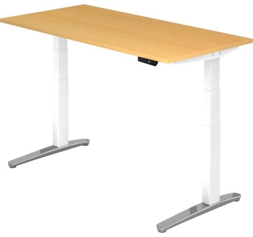 'XBHM16' Sitz-Steh-Schreibtisch elektrisch 160x80cm Buche Weiß, poliert Bild 1